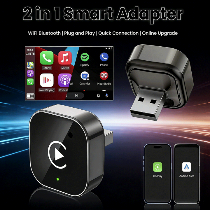 2026 Wireless CarPlay Adapter for iPhone & Android Auto Mini Wired to Wireless Car Play Adapter Plug & Play Compatible for