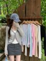 Lace Trim One Button Long Sleeve Crop Top Women Short Sleeve Open Front Ribbed Knit Cardigan Sweater Summer Fairycore Outfit. 