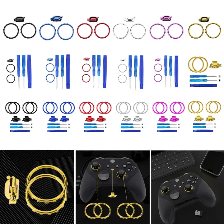 Accent%20Rings%20Replacement%20Kit%20Replacement%20Parts%20with%20Screwdriver%20Matte%20Chrome%20Plated%20for%20Xbox%20One%20Elite%20Series%202%20Game%20Controller%20-%20Image%202