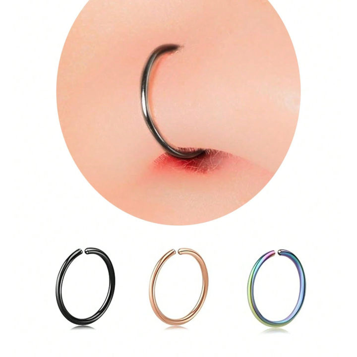 3Pcs%2014K%20Gold%20Plated%20Nose%20Rings%20Hoops%20for%20Women/Men,%2022%20Gauge%208mm%20Small%20Thin%20Nose%20Piercing%20Jewelry,Tiny%20Septum%20Cartilage%20Helix%20-%20Image%205