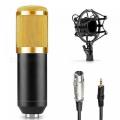 Microphone condenser (pro condenser microphone bm800) with microphone stand and USB accessories (metal shock absorber). 