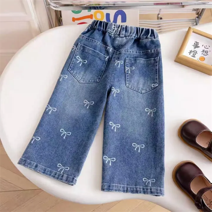 Girls%20Print%20Bow%20Jeans%20New%20Autumn%20Spring%20Children%20Loose%20Fashion%20Pants%20Kids%20Baggy%20Straights%20Baby%20Print%20Wide%20Leg%20Trousers%201-6%20Years%20-%20Image%205