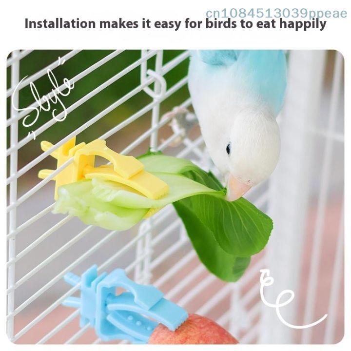 2/4 Pcs Pet Bird Food Holder Parrot Fruits Vegetables Clip Bracket Cuttlefish Bone Feeder Device Clamp Bird Cage Accessories