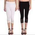 black and white three quarter legging with lace. 