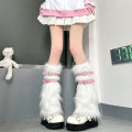 Furry Leg Warmers Women Sweet Lolita Leather-Buckle Plush Leg Covers Y2k Hottie Subculture JK Long Socks Punk Gothic Foot Covers.