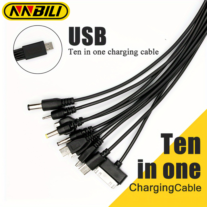 NNBILI 10 in 1 Multi-Function USB Phone Charging Cable Multi-head Charging Cord For   Phone Charger Universal Cable