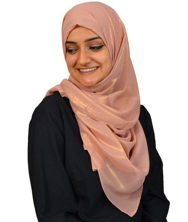 Nude Silver Chiffon Hijab