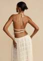 Fashion Halter Neck Long Skirt Suit Women Backless Sling Top Lace Up Fold Maxi Skirts 2024 New Summer Female 2 Piece Set Outfits. 