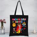 Karol G Bichota Manana Sera Bonito Music Singer Shopping Black Canvas Tote Bag Cartoon Reusable Cloth Bag Handbag Shoulder Bags. 