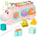 Music Xylophone Bus Toys Instrument Knocking Piano Lovely Beads Blocks Shape Sorting Learning Educational Baby Toys For Children. 