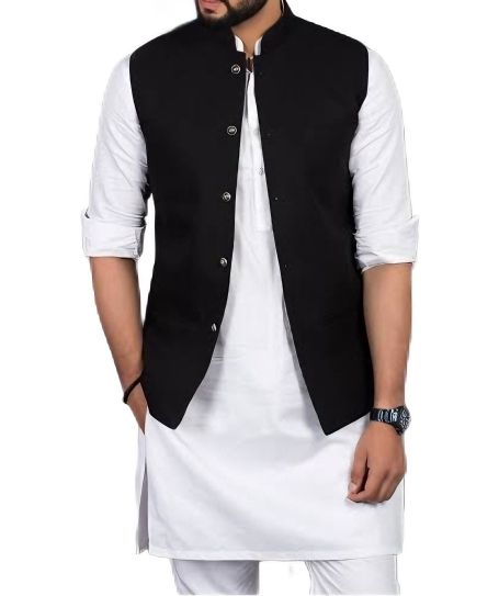 Plain Black Waistcoat For Men's