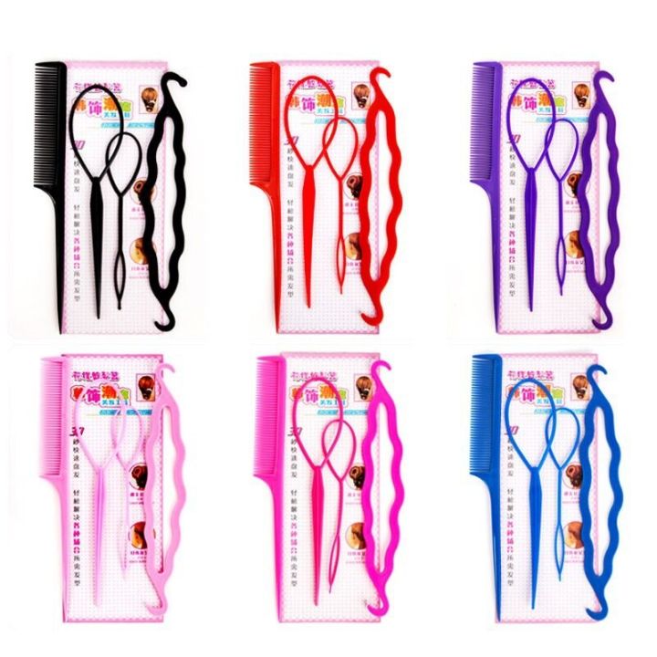 Four pieces hair curler hair curler sets for kids and adults New set hair weaving tools lazy needle hair pulling tools for women random color