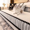 Contrast Hem Twill Chenille Sofa Cover for All Seasons Living Room Non-slip Sofa Seat Cover Couch Slipcover, Sofa Towel. 
