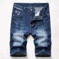 Summer New Men's Denim Shorts Blue Straight Slim Fit Fashionable Ripped Short Jeans Hip Hop High Street Casual Shorts Male.