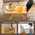 Bamboo Sofa Armrest Tray with Phone Holder Foldable Space Saving Side Table for Snacks Drink Coffee Perfect for Dorms Home Decor. 