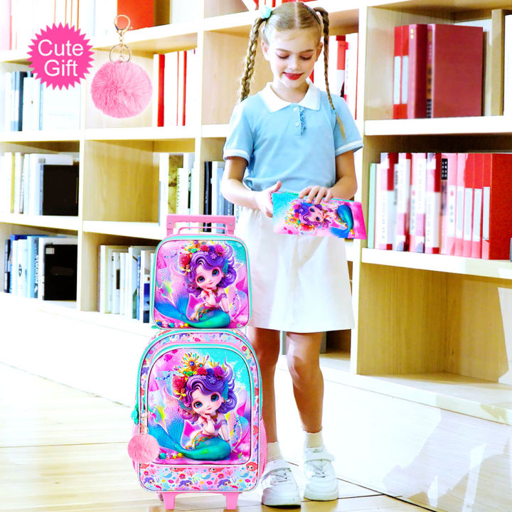 3Pcs%20Rolling%20Backpack%20for%20Girls,%20Kids%20Roller%20School%20Backpack%20with%20Wheels,%20Mermaid%20Wheeled%20Bookbag%20for%20Elementary%20Preschool%20Kinde%20-%20Image%203