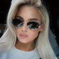 Oval Sunglasses for Women Men Trendy Metal Frame Sun Glasses Classic Shades.