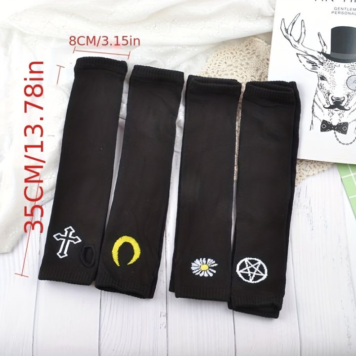 Punk%20Cross%20Pentacle%20Moon%20Pattern%20Long%20Fingerless%20Gloves%20Gothic%20Black%20Cuff%20Women%20Men%20Ninja%20Outdoor%20Cos%20Elbow%20Mittens%20Arm%20Warmers%20-%20Image%204