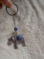 Silver Elephant Evil Eye Charm Keychain. 