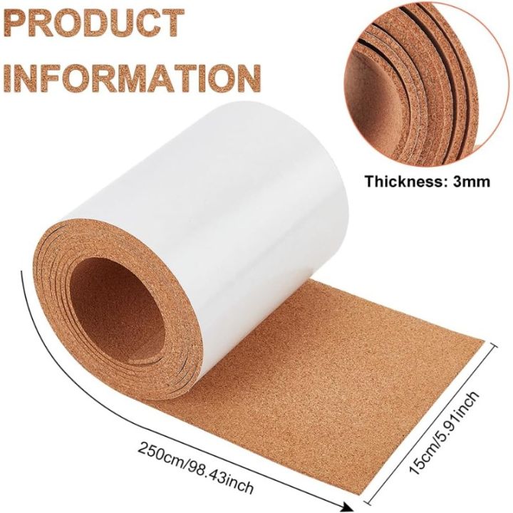 98x6%20Inch%20Self-Adhesive%20Cork%20Roll%201/8inch%20Thick%20Backed%20Cork%20Boards%20Mat%20Strong%20Self-Adhesive%20Corkboard%20for%20Wall%20Furnitures%20Party%20-%20Image%202