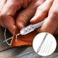 5Pcs/set Leather Sewing Kit Replaceable Needle with Awl Handle Set DIY Leathercraft Shoes Repair Tools Punch Stitching Needles. 