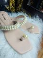 Stylish Flat unique Zellbury slide having Pearls match on top | Sandal for women. 