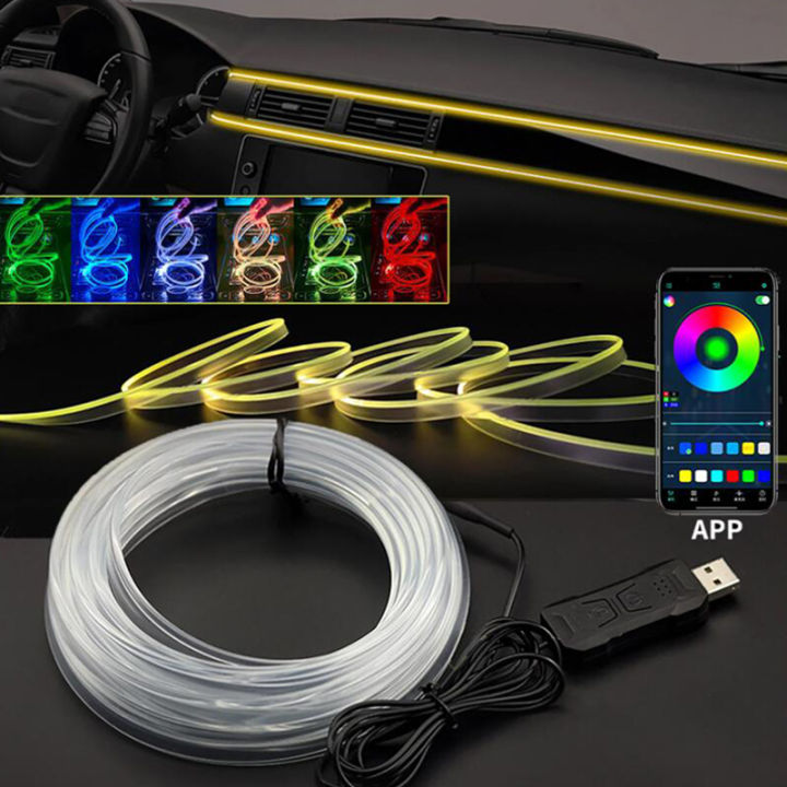Car Interior Atmosphere Light Ambient LED Light Strip RGB Invisible USB ...
