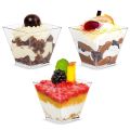 20 X 2oz Square Mini Dessert Cups With Spoons, Clear Plastic Parfait Appetizer Cup for Tasting Party Desserts Appetizers. 
