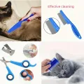 8 Pcs Pet Grooming Set, Hair Removal Comb For Dog, Flea Comb, Dog Shampoo Brush, Pet Nail Clippers, Dog Toothbrush Set. 