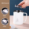 500ml/17oz 304 Stainless Steel Water Bottle Double Layers Coffee Mug Milk Cup With Plastic Lid And Handle. 