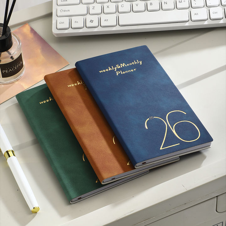 A6 2026 Portable Planner - With Bookmark, Index - 64 Sheets - 128 Pages - 3.7 Inches / 6.77 Inches - 365 Days Time Management Or