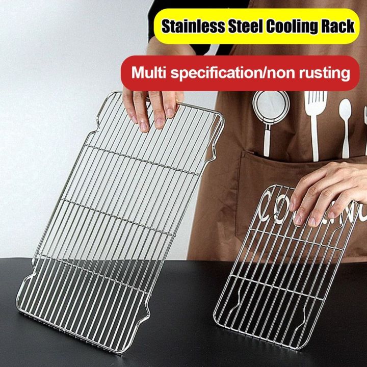 New Stainless Steel Cooling Rack Non-stick Silver BBQ Tray Barbecue Cooking Mesh Shelf