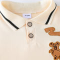 Summer cartoon bear turn-down coll Summer cartoon bear turnar short-sleeved shirt and shorts set for infants and young children. 