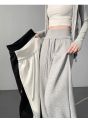 Women's gray sports high waist hanging loose slimming straight leg wide leg pants American sweatpants.. 