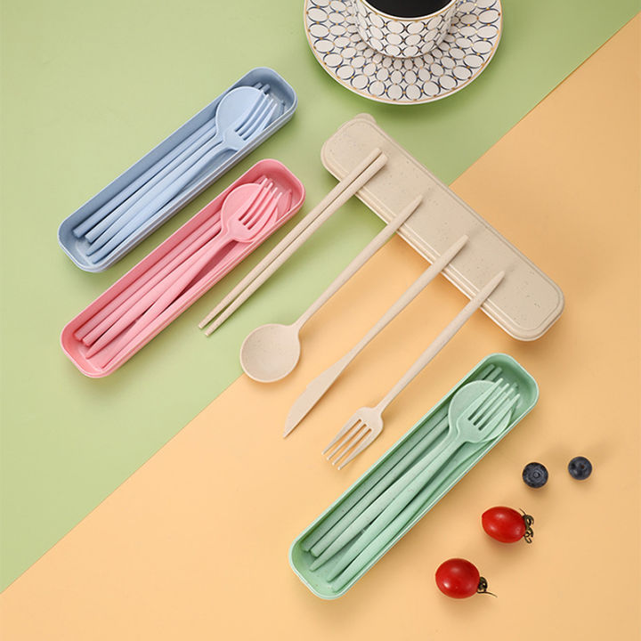 4Pcs/Set%20Portable%20Utensils%20With%20Box%20Healthy%20Eco-Friendly%20Wheat%20Straw%20Cutlery%20Reusable%20Chopstick%20Fork%20Knife%20Spoon%20Tableware%20Set%20-%20Image%202