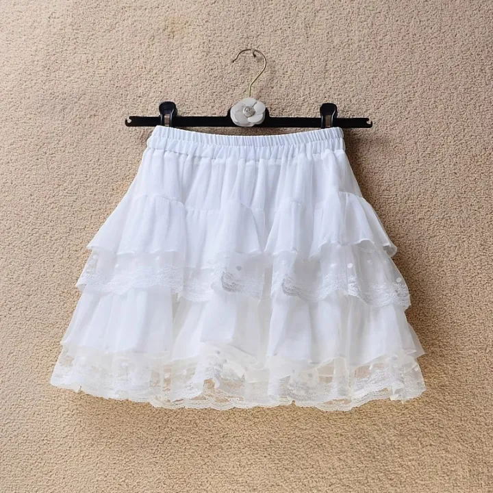 Short%20skirt%20white%20lace%20cake%20skirt%20skirt%20skirt%20female%20summer%20high%20waist%20thin%20a%20line%20skirt%20princess%20puffy%20skirt%20-%20Image%202