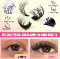 DIY Clusters Lash Kit Full Set 5-16mm Mix Bond&Seal Tweezers Lash for Self Application Makeup Individual Eyelash Extensions.