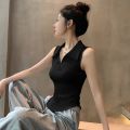 Korean Fashion  Sleeveless Polo Tops for Women Slim Fit Y2K Casual Summer Vest Streetwear T-shirt Women Clothing Aesthetic. 
