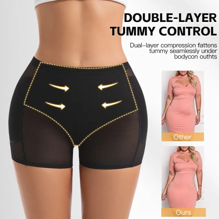 Women%204-Pad%20Butt%20Lifter%20Panties%20High%20Waist%20Tummy%20Control%20Shapewear%20Hip%20Enhancer%20Mesh%20Briefs%20Belly%20Slimming%20Body%20Shaper%20Shorts%20-%20Image%205