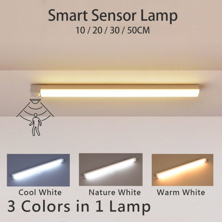 Wireless USB TypeC Rechargeable Motion Sensor LED Bar Light Induction ...