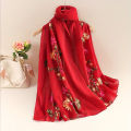 Fashionable Design Embroidered Flower Pattern WOMEN'S Scarf Shawl Elegant and Breathable Daily Versatile Accessory 85 * 180cm. 