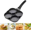 Multi Egg Frying Pan, 4 Round Holes Aluminum Egg Cooking Frying Pan, Breakfast Skillet Cooker with Non-Stick Coating & Bakelite Handle for Pancakes And Steaks. 