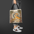 Mucha Series Digital Printed Canvas Bag Open Tote Bag Handbag Retro Canvas Shopping Bag. 