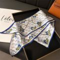 Women’s Oblique Silk Scarf, Silk-Like Double Layer Print, Versatile Neckerchief Shirt Accessory, Daily/Office Versatile. 