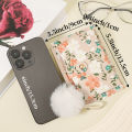 Fashionable floral print simple women's wallet With a Pom-pom Charm, High quality portable multi card slot women's short multifu. 
