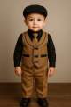 Stylish Kids Suit for Boys – Wedding, Birthday & Eid Outfit – 5-Piece Set with Cap. 