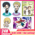 Attacking Giants Hug The Baby Ver. Levi Acrylic Stand Cute Armin White Suit Standing Plate Eren Figurine Acrylics Ornaments Toy. 