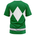 New Power Rangers Dinosaur Totem Nostalgic T-shirt for Sports and Fitness, Loose Large Size, Adult and Children's Short Sleeves.