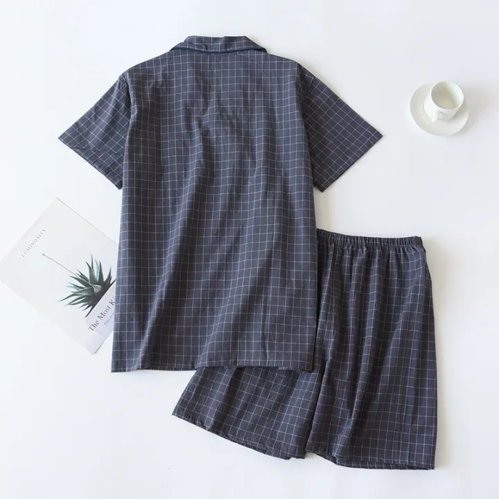 High%20Quality%20and%20Durable%20Men%20Cotton%20Pajama%20Set%20Single-Line%20Checkered%20Matching%20Loungewear%20Checkered%20Cardigan%20Shorts%20Sleepwear%20-%20Image%206
