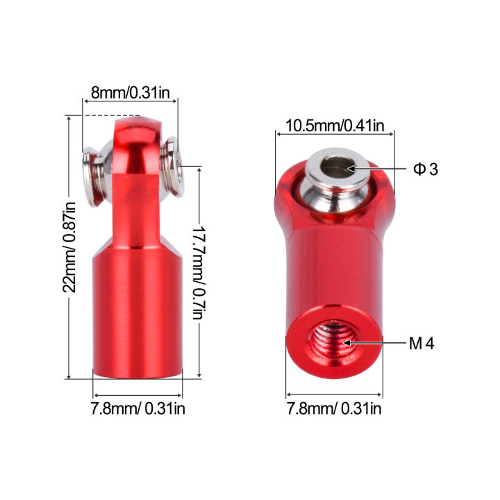10Pcs%20Metal%20M4%20Link%20Tie%20Rod%20Ends%20Ball%20Joint%20CW%20Thread%20for%201/10%20RC%20Crawler%20Axial%20SCX10%20TRX4%20D90%20Tamiya%20Upgrade%20Parts%20-%20Image%203